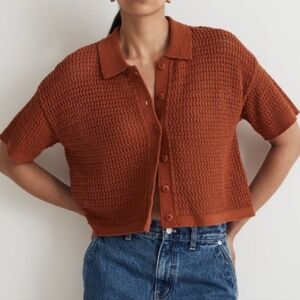NWT Madewell Crochet Button-up Tee Sweater